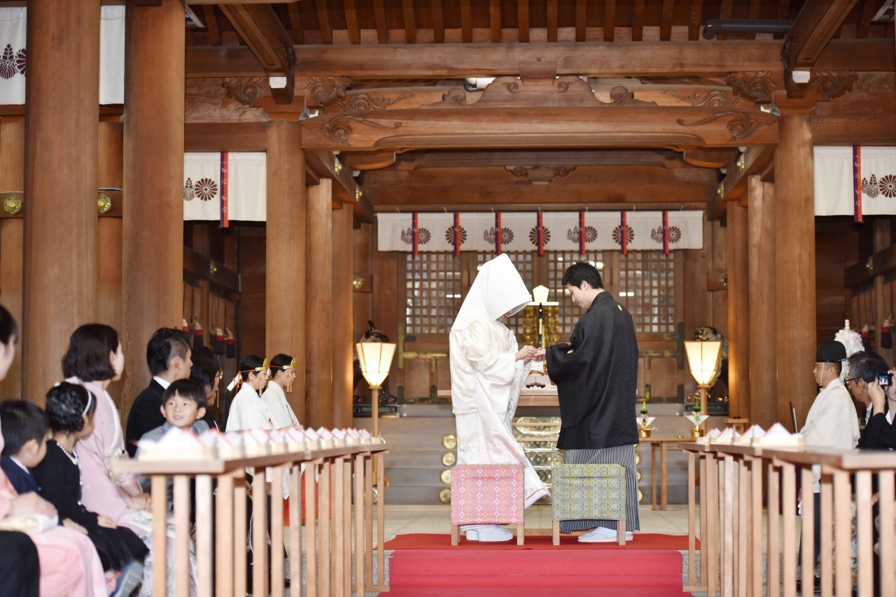 吉備津彦神社で和婚指輪交換